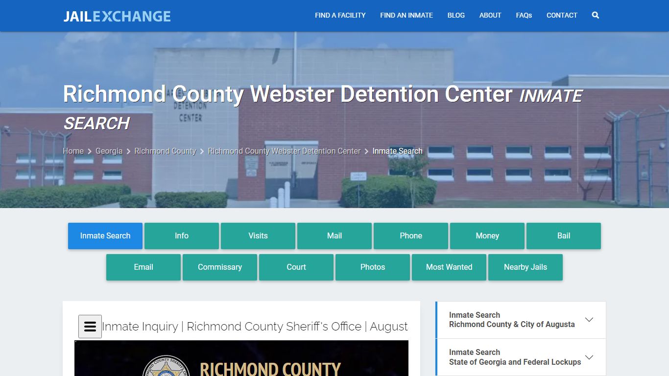 Richmond County Webster Detention Center Inmate Search - Jail Exchange